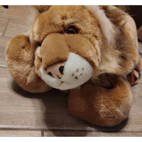 Large Children's Lion Plush Backpack, Adjustable Strap, Zip Close 20" in Length - Picture 3 of 6